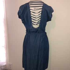 Knee length soft denim shirt dress